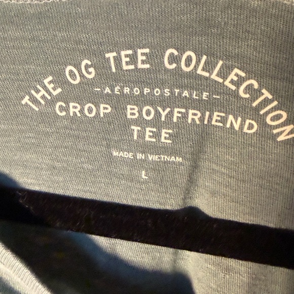 Aeropostale Cropped Henley Long Sleeve Sage Green Oversized Boyfriend Tee Large - Picture 2 of 3